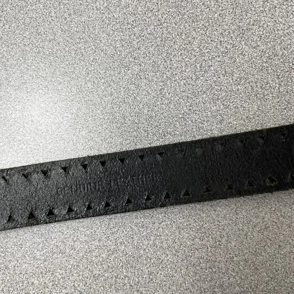 Lauren Ralph Lauren LRL Leather Belt Womens Small Black Silver Buckle Cut Out